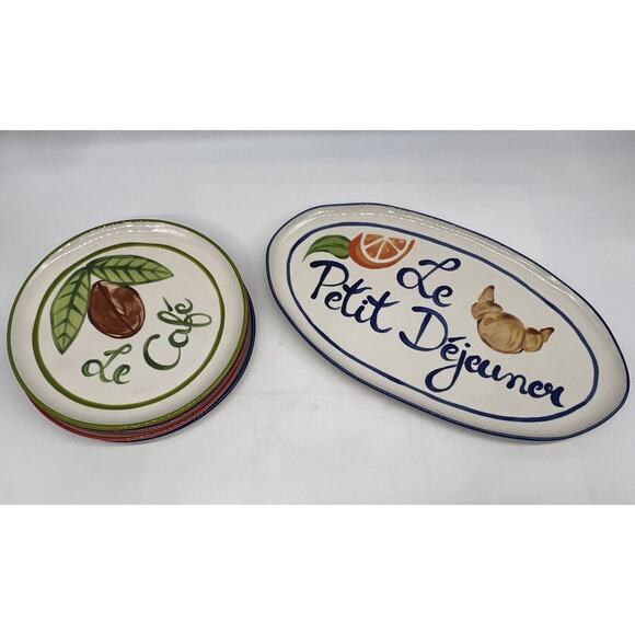 Harlie Brown Studio Belle Journée Stoneware Dessert Plate and Platter Set - Picture 1 of 12